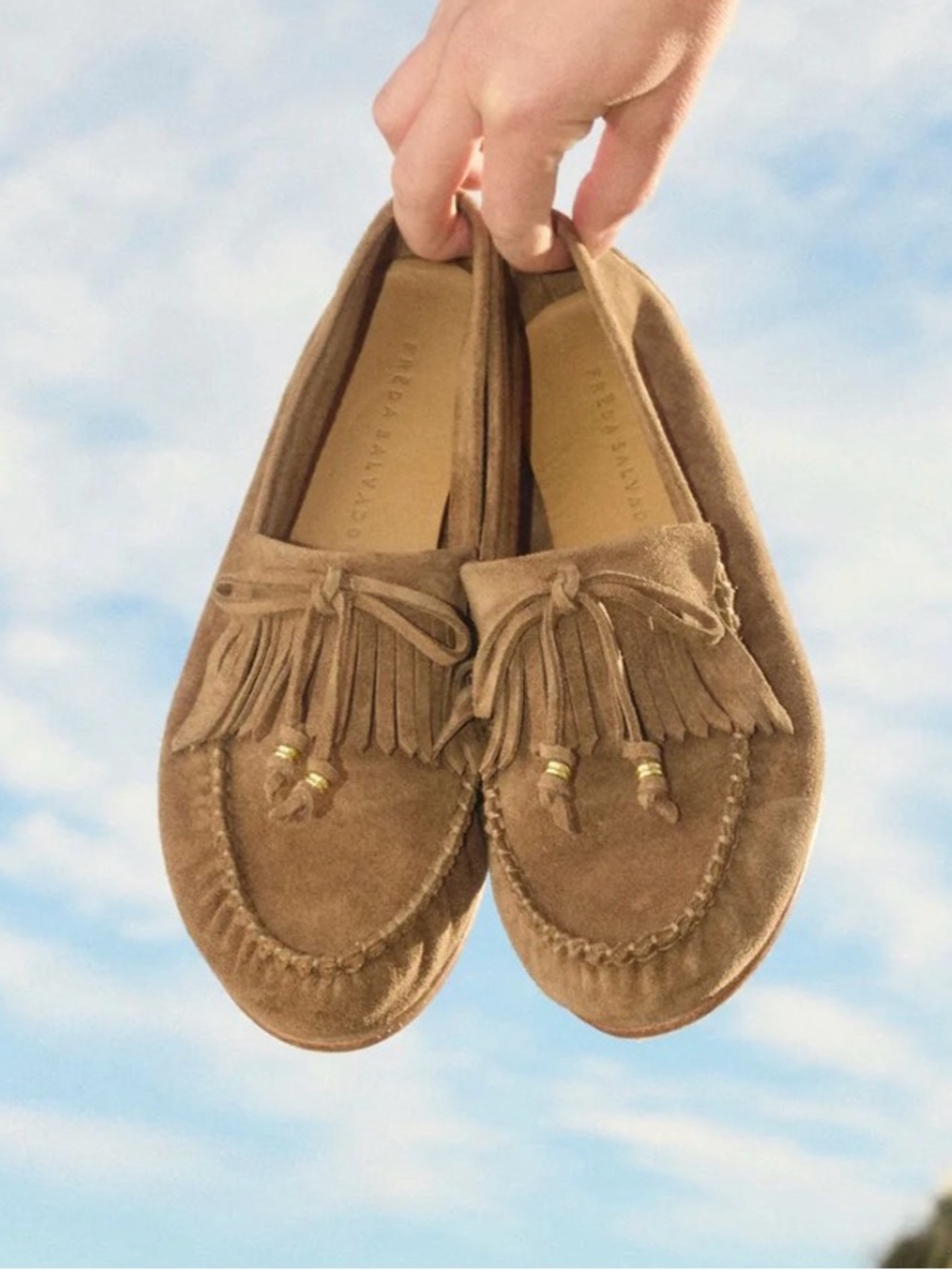 Freda Salvador CELESTE Fringe Moccasin Loafers - Sesame